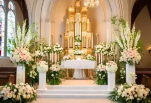 Arranjos florais para altar de igreja