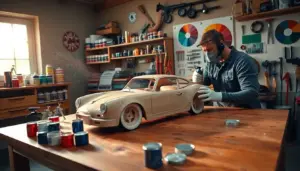 pintura automotiva em madeira