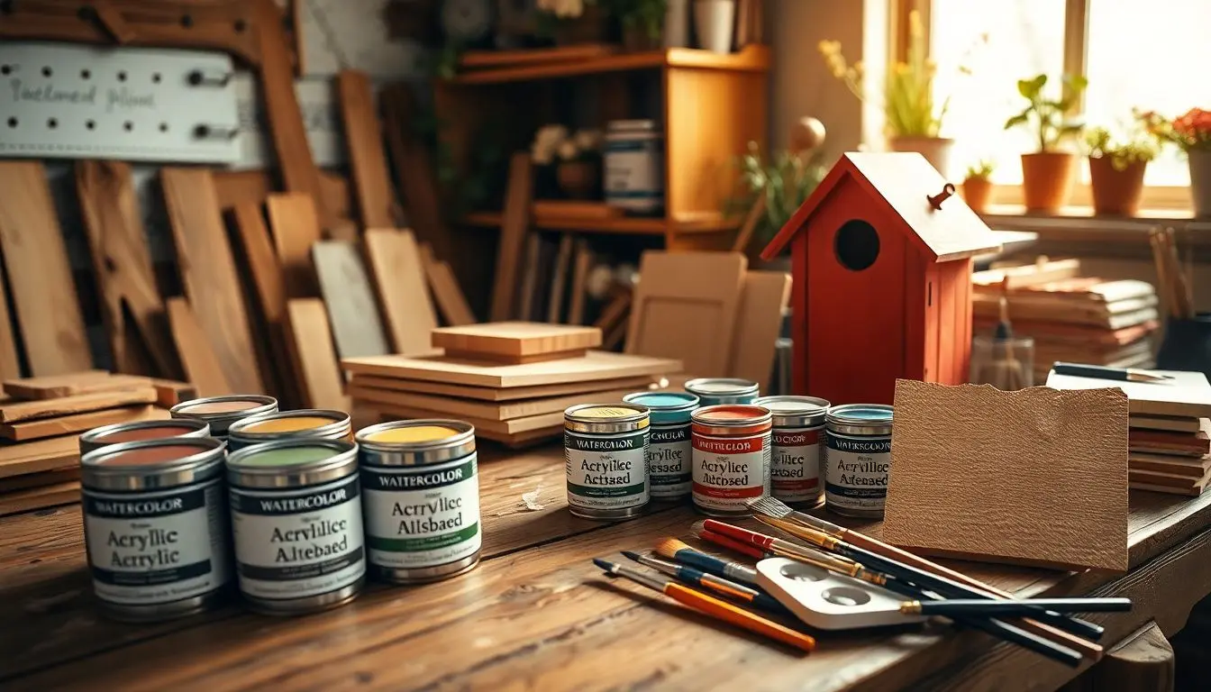 tinta para pintura em madeira artesanato