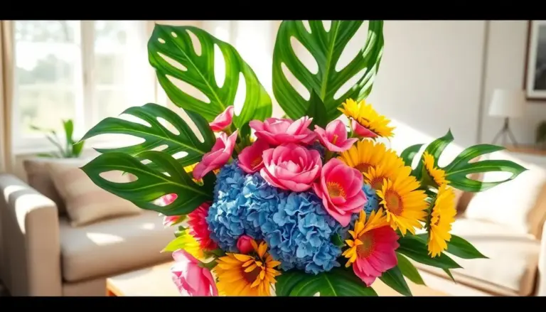 Arranjos florais com costela de adão
