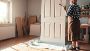 pintura de porta de madeira branca