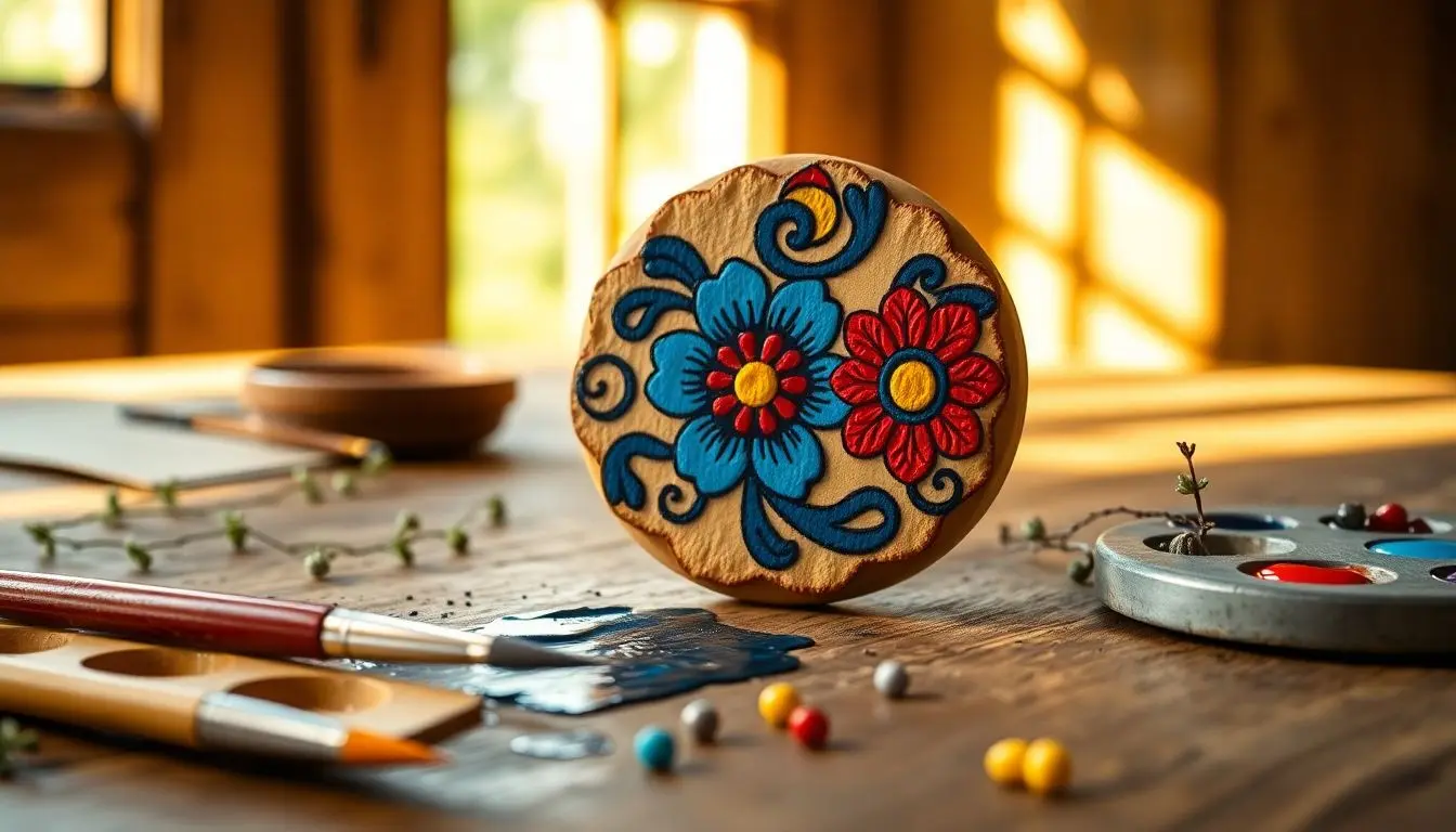 pintura em bolacha de madeira