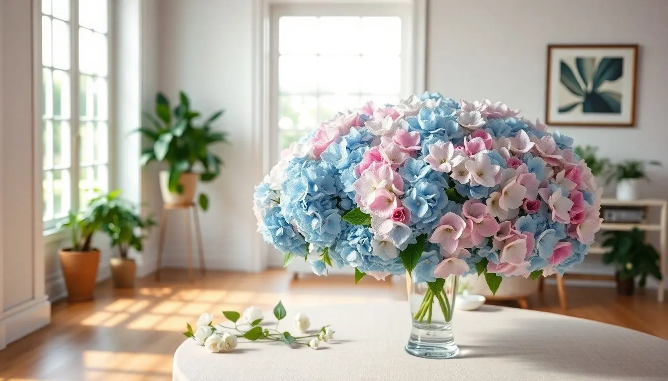 Arranjos florais com hortênsias