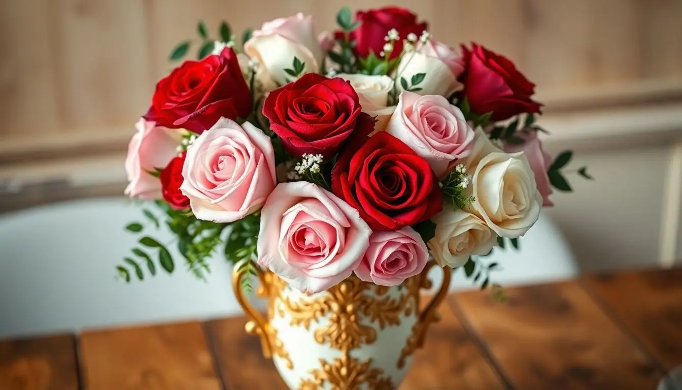 Arranjos florais com rosas