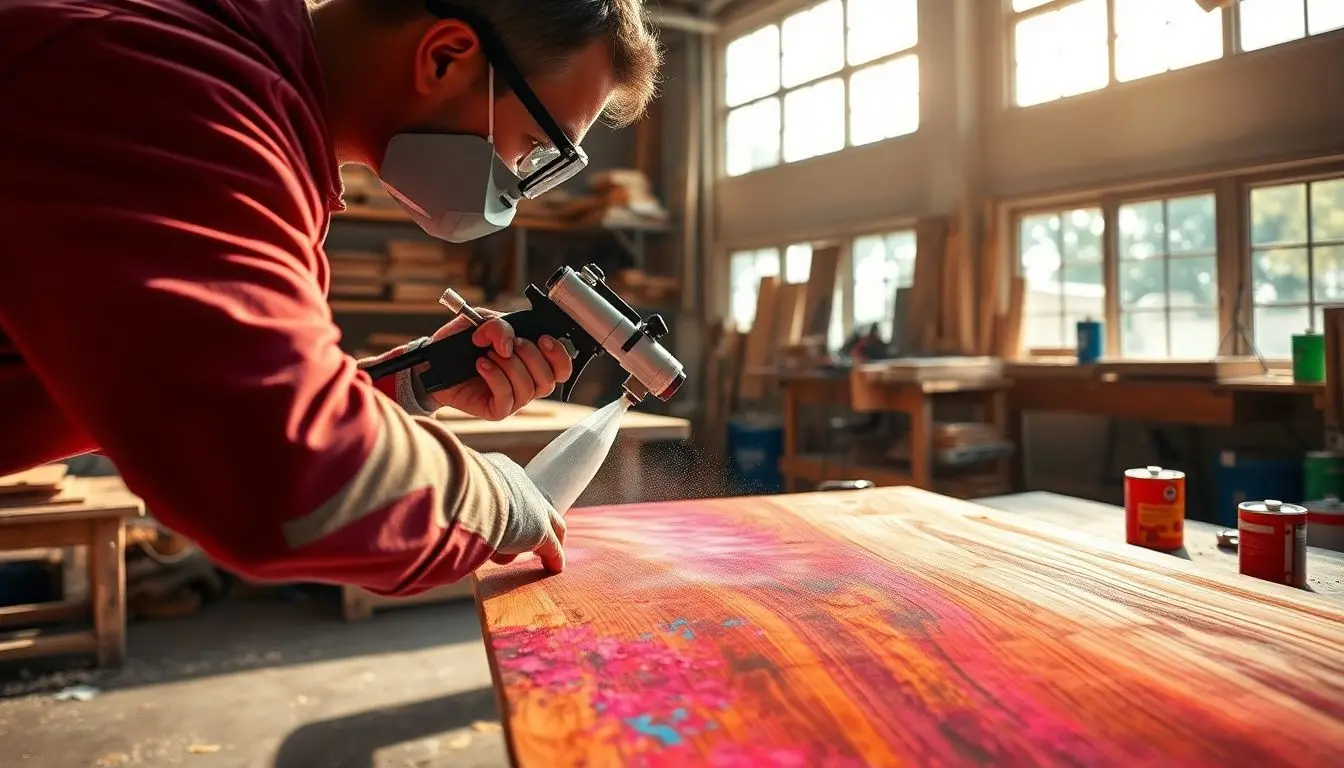 pintura em madeira com pistola